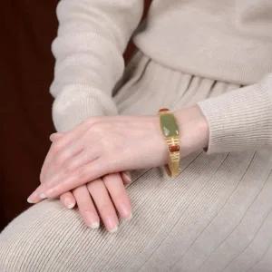 우아한 자연주의 원석 붉은 벽옥 청옥 옥 팔찌 S925