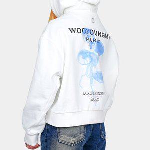 [우영미] 여성 야광 젤리피쉬 백로고 후드 티셔츠 화이트 M241TS35732W