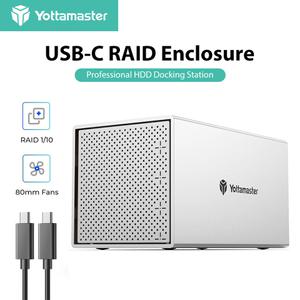 Yotta 마스터 외장형 하드 드라이브 인클로저 브라켓 RAID 모델 4 슬롯 USB-C 알루미늄 베이 2.5 인치 3.5