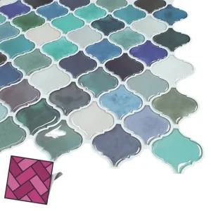 B월타일스티커 506 파랑혼합 잔다마스크 타일벽지 (WFHU43U)