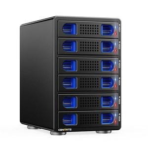 2.5인치/3.5인치 SATA HDD/SSD용 냉각 팬이 있는 CENMATE 6 베이 하드 드라이브 인클로저(USB A/C 3.2 Gen 2 ), 핫 스왑 지원, 체인 , 도구 없는 HDD 인클로저, DAS(RAID/NAS 없음)