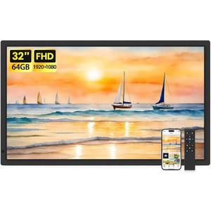 Uhale 32인치 초대형 디지털 액자, 64GB 리모컨, 1920 x 1080 FHD IPS WiFi 전자 사진 액자, SD 및 USB 지원, 순간을 안전하고 즉각적으로 공유, 터치스크린 없음