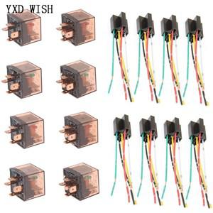 10개 방수 자동차 릴레이 소켓 DC 12V 24V 5핀 80A 100A SPDT 제어 스위치 포함