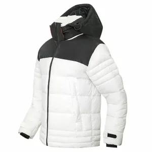 [디바옴므] 배색 헤비 하프 패딩 후드탈부착 경량 점퍼 골프 트레이닝 하프