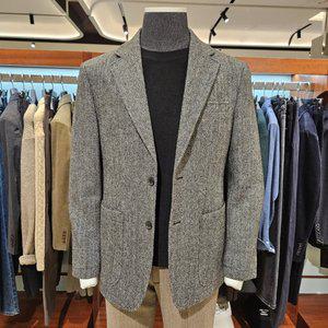 [킨록바이킨록앤더슨](신세계 사우스시티)그레이 울 100% 헤링본 트위드 퀼팅 캐주얼 재킷