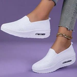 여성 에어쿠션 니트슬립온 끈없는운동화 스니커즈-WFHN3YG