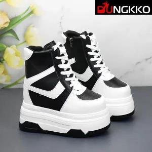 시크덩꼬 극세사 펀칭 하이탑 웨지 키높이 스니커즈