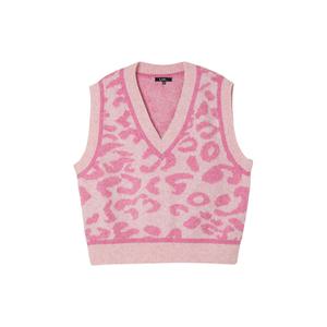 [롯데백화점]랩 호피패턴 배색 브이넥 니트조끼(AQ4KVA21)