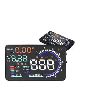 [미국배송] 자동차 ADQ 5.5인치 OBD2 헤드업 디스플레이 프로젝터 A8 디지털 타코미터 윈드실드 + 속도계 온도 측정 알람 속도 RPM HUD