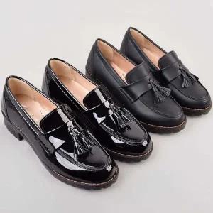 고품질 컴포트 우먼 태슬로퍼 하굽청키 키높이 단화 여성구두 통굽 (WFJUGRL)