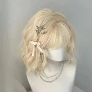 웨이브형 금발 단발머리 가발 패션 위그