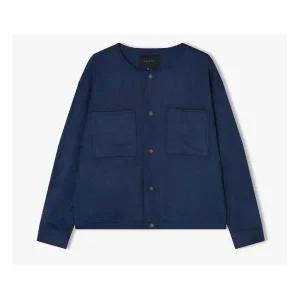 리버클래시 네이비 스웨이드 카라리스 자켓 LKF32406
