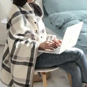 망토담요 똑딱이단추 무릎담요 입는담요(100x140cm)