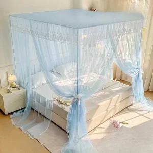 삼면 캐노피 레이스 침대모기장 커튼 공주 핑크 모기장