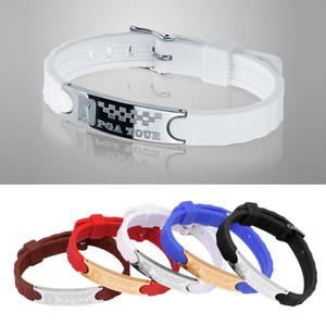 PGA TOUR 골프 스포츠 실리콘 팔찌 티타늄 건강 자석 팔찌 실버화이트