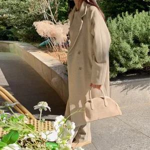 핫핑 노튼 울 테일러드 더블 누빔 롱코트