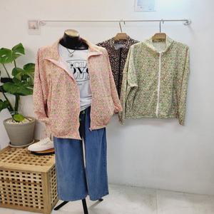 봄 여름 플라워 바람막이 꽃무늬 루즈 오버핏 박스 집업 카라 자켓 점퍼 국내제작