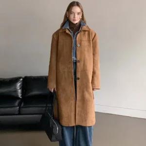 바스카라 뮤 스웨이드 싱글 롱 코트  2colors) VCOAT_023   누빔안감