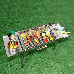 82cm 접이식 바베큐그릴 실버 가방형 휴대용 이동식 캠핑 차박 야외 숯불 화로대