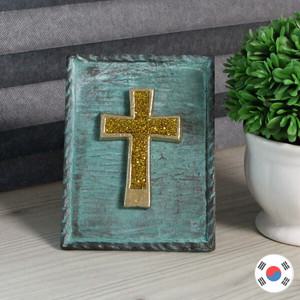 옐로우 십자가 동판 주물 인테리어 미니 탁상 액자 HBJ-958