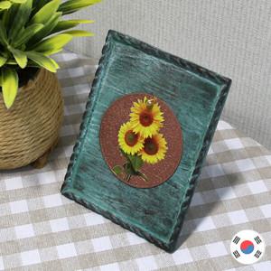 해바라기 동판 주물 풍수인테리어 미니 탁상 액자 HBJ-957