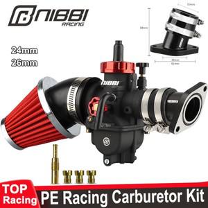 NIBBI PE24mm/26mm 기화기 에어 필터 흡기 매니폴드 키트 오토바이 인터페이스 Yamaha Suzuki 2T/4T 엔진에