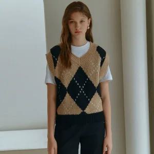 [온앤온] 아가일 패턴 니트 베스트 NEK4XVA15