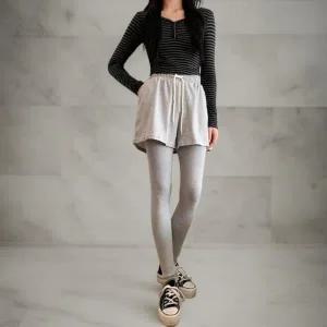 [다잇템] 여성 신축성 무지컬러 핫팬츠 일체형 있는 고무줄 레깅스