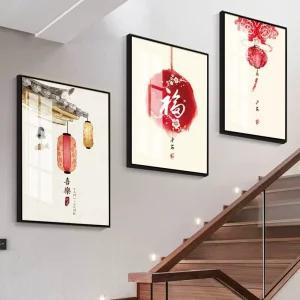 동양풍 액자 그림 포스터 식당 검정 산수화 동양화 나뭇결