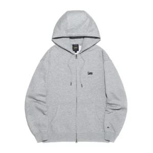 [LEE]LEE 스몰 트위치 로고 기모 후드 집업 그레이 LE2504HZ04GR