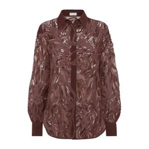 시퀸 장식 플로럴 실크 블라우스 MF940RK906 C4193