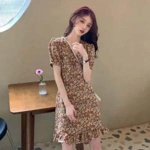 꽃무늬 반팔원피스 여름원피스 컬러풀 여대생원피스