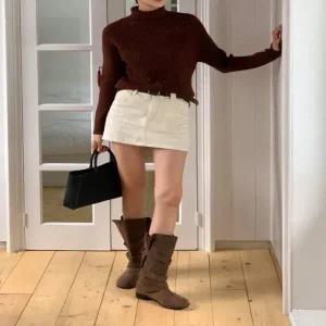 [다잇템] 여성 골지 하이넥 펄장식 빅사이즈 롱슬리브 니트_23328475_588870