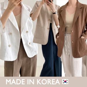 국내생산 :)여름 여성린넨자켓 노카라 재킷 정장 하객룩 롱 조끼 반팔 긴팔 마원단
