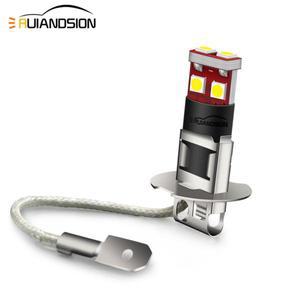 Ruiandsion 고출력 H1 H3 LED 안개등 자동차 Drl 주간 주행 전구 램프 흰색 노란색 아이스 블루 12V 24V 2