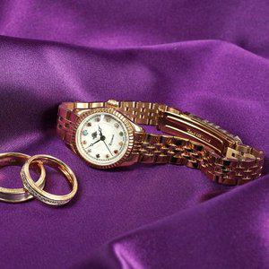 [로즈몽] 시계 탄생석 로즈골드 앤티크터치 고급 여성메탈시계