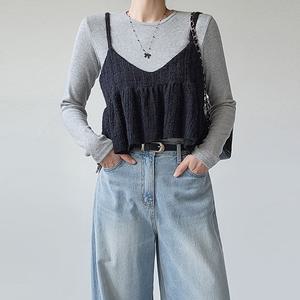 베니 울 프릴 니트 크롭 뷔스티에 조끼 베스트