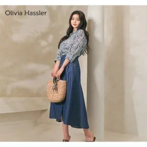 [올리비아하슬러]여름 버튼 롱 데님 스커트 OHDMSK102