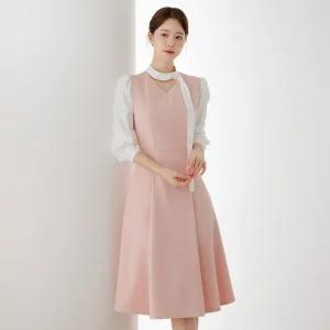 [시크라인] (~XXL까지) 페토니 큐빅 진주 타이 원피스 가을 세레머니룩 오피스룩 모임룩 격식룩 빅사이즈