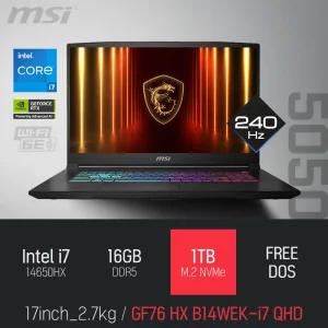 ⓒ MSI 소드 GF76 HX B14WEK-i7 QHD 16GB 1TB / 17인치 사무 편집 고성능 게임 포토샵 캐드 AI 노트북