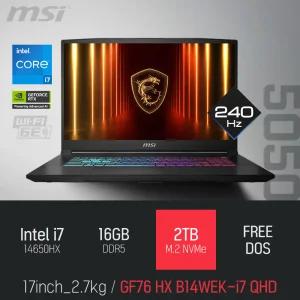 ⓒ MSI 소드 GF76 HX B14WEK-i7 QHD 16GB 2TB / 17인치 사무 편집 고성능 게임 포토샵 캐드 AI 노트북