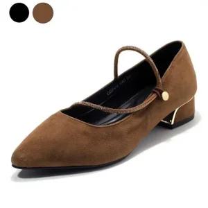 [갤러리아] 세라 양가죽 포인트 메리제인 컴포트 펌프스 단화 C23P414 브라운 4CM