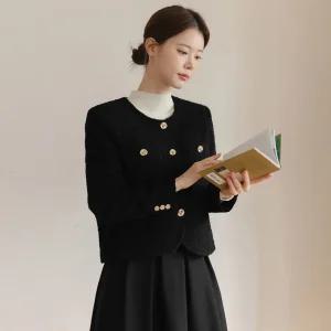 [시크라인] (~XXL까지) 카엘룬 골드버튼 파이핑 트위드자켓 가을 하객룩 오피스룩 모임룩 격식룩 자체제작 빅사이즈