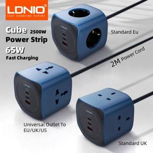 LDNIO 3구 큐브 멀티탭 2m 65w 급속 충전소 Uk Us Eu Kr 변환 플러그 220v 돼지코멀티 usb 콘센트 한국형 고용량 써지오멀티탭
