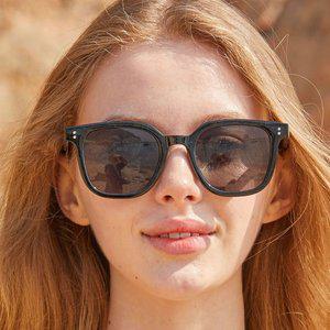 [KOLEAT]WOMEN 레이어드 뿔테 올블랙 사각라운드 자외선 차단 선글라스 [SQRAB]