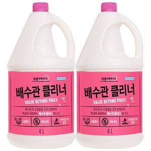 바른세제연구소 배수관클리너 4L 2개/ 살균 표백 탈취 욕실세정제 펑크린 락스