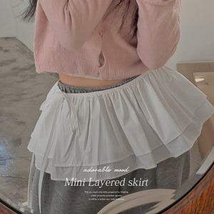 핫핑 [레이어드용] 트렌디완성 프릴 랩 레이어드 미니스커트