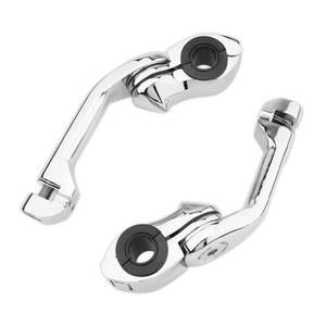 업그레이드된 롱 앵글 조절식 하이웨이 페그 마운트 키트, 1.25인치 1-1 /4인치 엔진 가드 크래시 바 풋레스트 마운팅 브래킷 암, 할리 데이비슨 투어링 로드 글라이드(롱크롬)와 호환됨