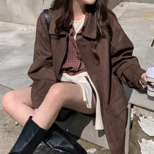 [코코블랑] 뉴에트 스웨이드 하프 자켓