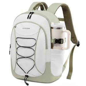 대용량 컵을 위한 파우치 포켓이 있는 여성용 LOVEVOOK 노트북 백팩, 18인치 직장용 컴퓨터 가방 대학 교사용 백팩 지갑, 경량 여행 하이킹 오버나이트 화이트 빈 그린